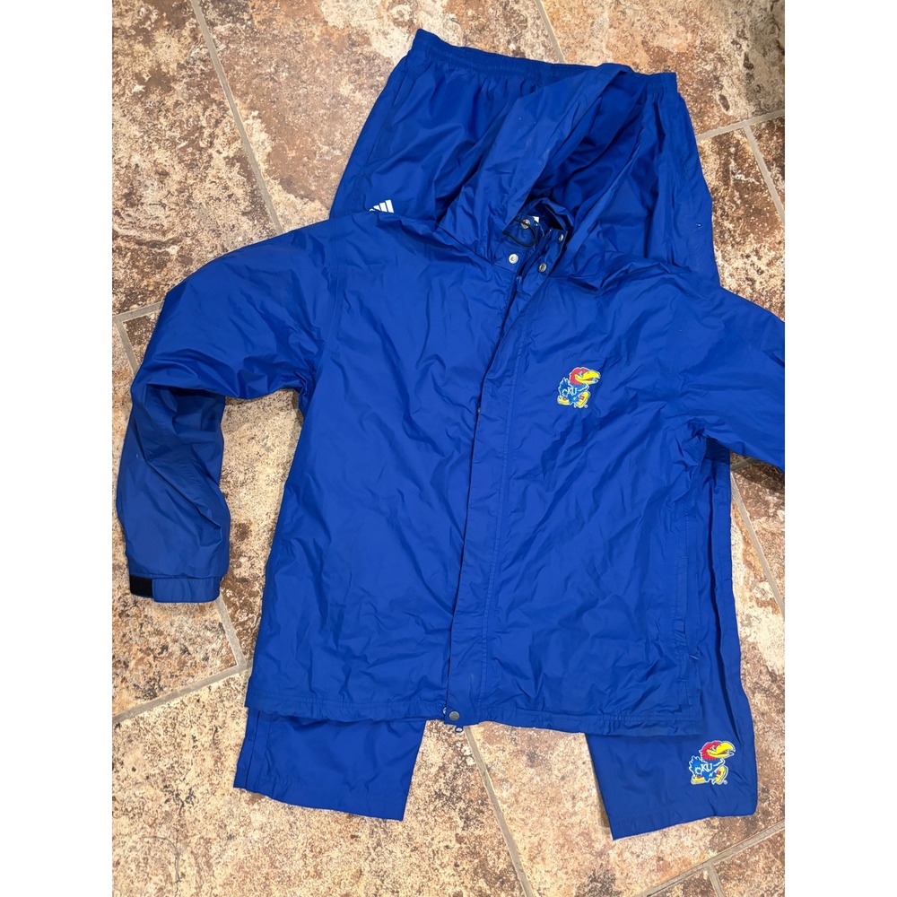 Adidas Kansas Jayhawks Track Suit Mens Large Blue Jacket Pants Set Basketball